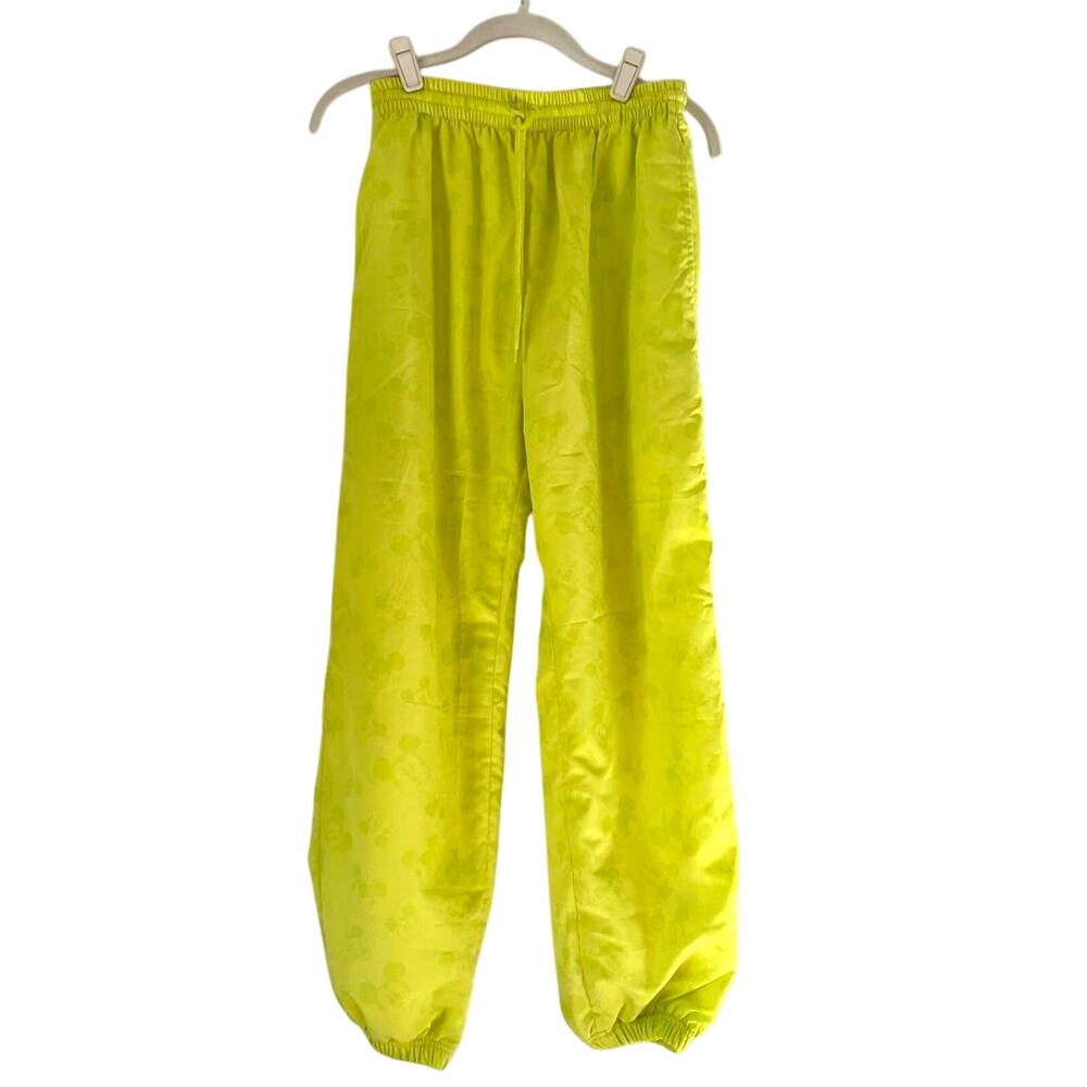 Disney Jogger Track Pant Neon Unisex XS Mickey Subtle Print Retro Y2K Relaxed - Picture 1 of 6